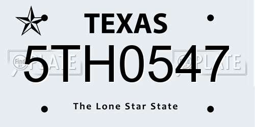 5TH0547 Texas License Plate