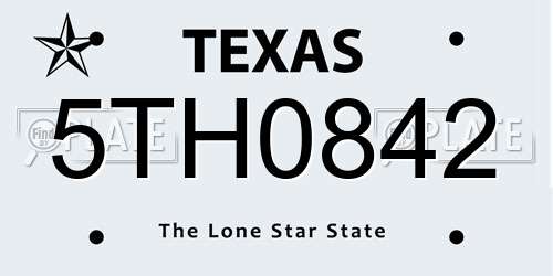 5TH0842 Texas License Plate