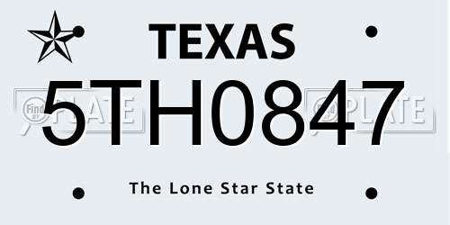 5TH0847 Texas License Plate