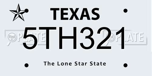 5TH321 Texas License Plate