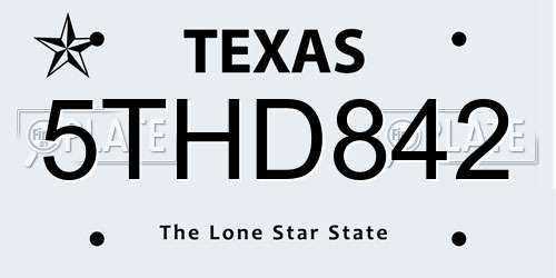 5THD842 Texas License Plate