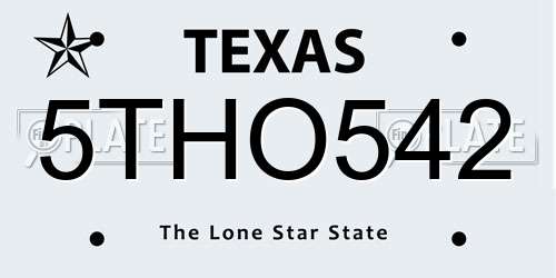 5THO542 Texas License Plate