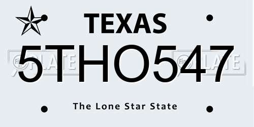 5THO547 Texas License Plate