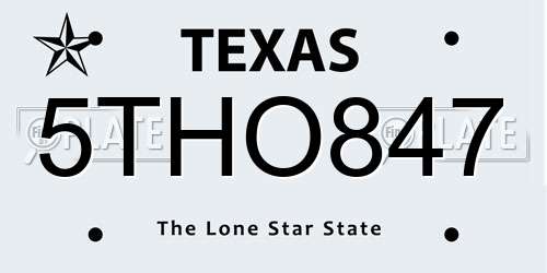 5THO847 Texas License Plate