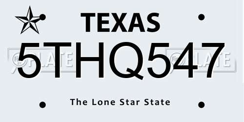 5THQ547 Texas License Plate