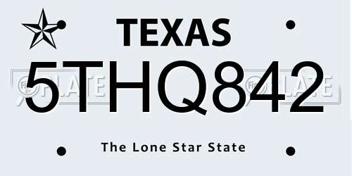 5THQ842 Texas License Plate
