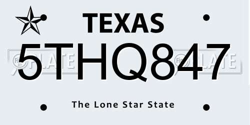 5THQ847 Texas License Plate