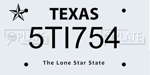 5TI754 Texas License Plate