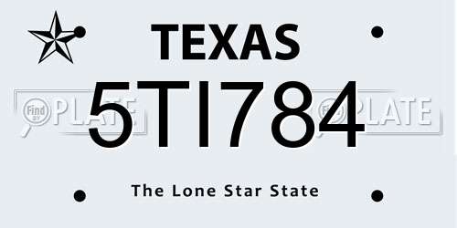 5TI784 Texas License Plate