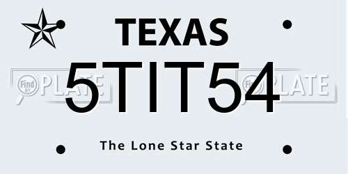 5TIT54 Texas License Plate