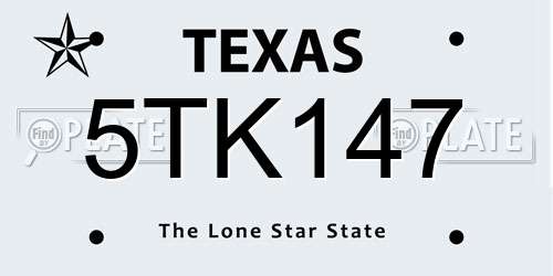 5TK147 Texas License Plate