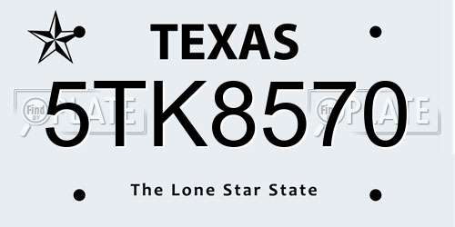 5TK8570 Texas License Plate