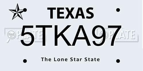 5TKA97 Texas License Plate