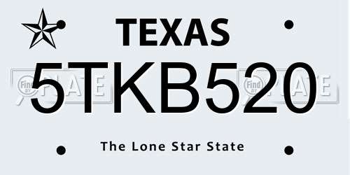 5TKB520 Texas License Plate