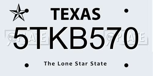 5TKB570 Texas License Plate
