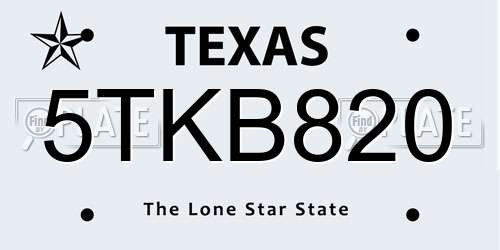5TKB820 Texas License Plate