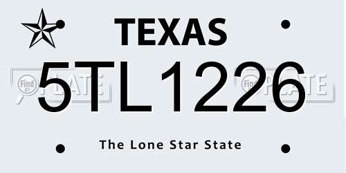 5TL1226 Texas License Plate