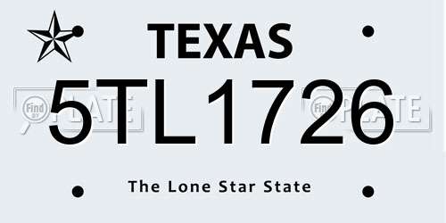 5TL1726 Texas License Plate