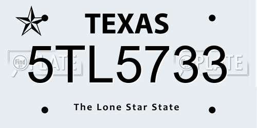 5TL5733 Texas License Plate