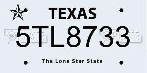 5TL8733 Texas License Plate