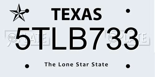 5TLB733 Texas License Plate