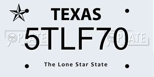 5TLF70 Texas License Plate