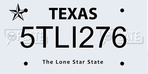 5TLI276 Texas License Plate