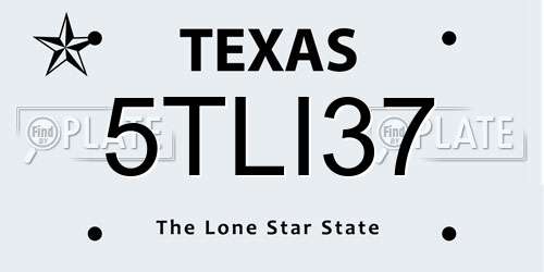 5TLI37 Texas License Plate
