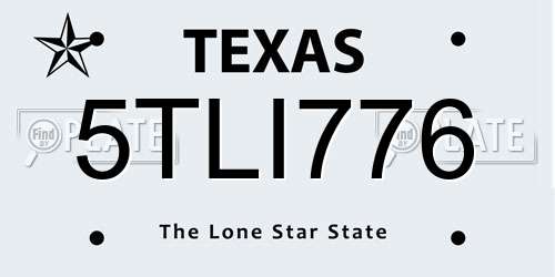 5TLI776 Texas License Plate