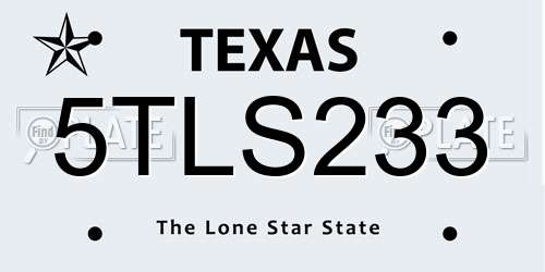 5TLS233 Texas License Plate