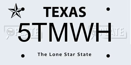 5TMWH Texas License Plate