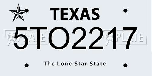5TO2217 Texas License Plate
