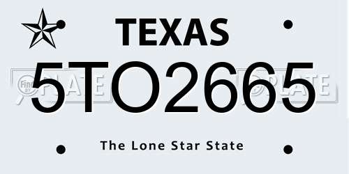 5TO2665 Texas License Plate