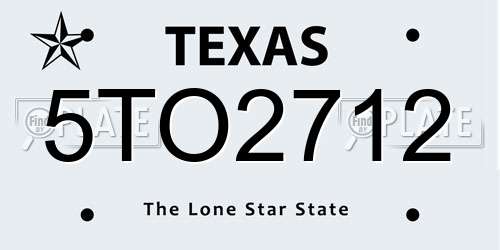 5TO2712 Texas License Plate