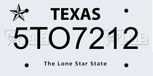 5TO7212 Texas License Plate