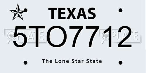 5TO7712 Texas License Plate