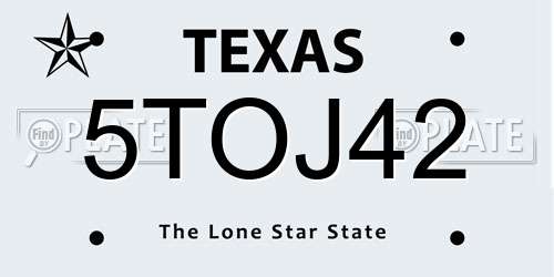 5TOJ42 Texas License Plate