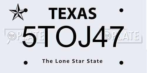 5TOJ47 Texas License Plate