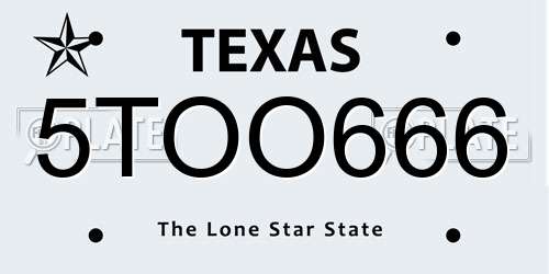 5TOO666 Texas License Plate