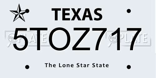 5TOZ717 Texas License Plate