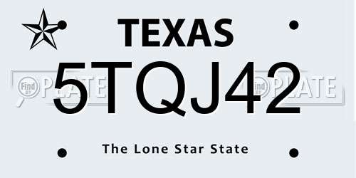 5TQJ42 Texas License Plate