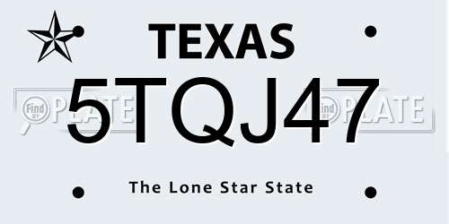5TQJ47 Texas License Plate