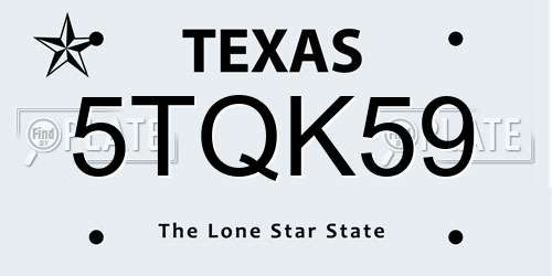 5TQK59 Texas License Plate
