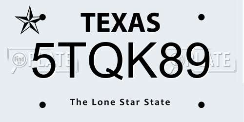 5TQK89 Texas License Plate