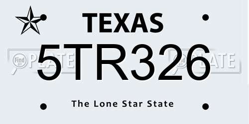 5TR326 Texas License Plate