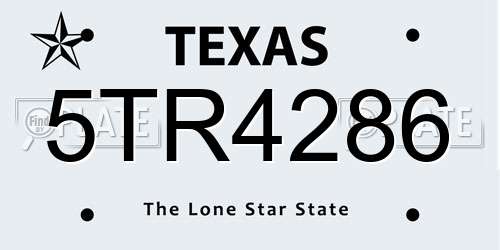 5TR4286 Texas License Plate