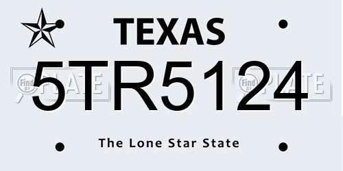 5TR5124 Texas License Plate