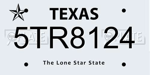 5TR8124 Texas License Plate