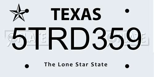 5TRD359 Texas License Plate