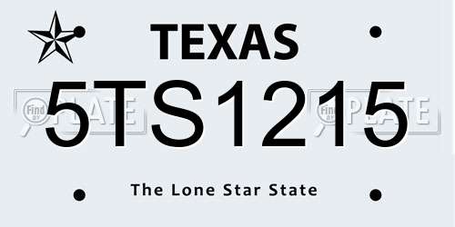 5TS1215 Texas License Plate